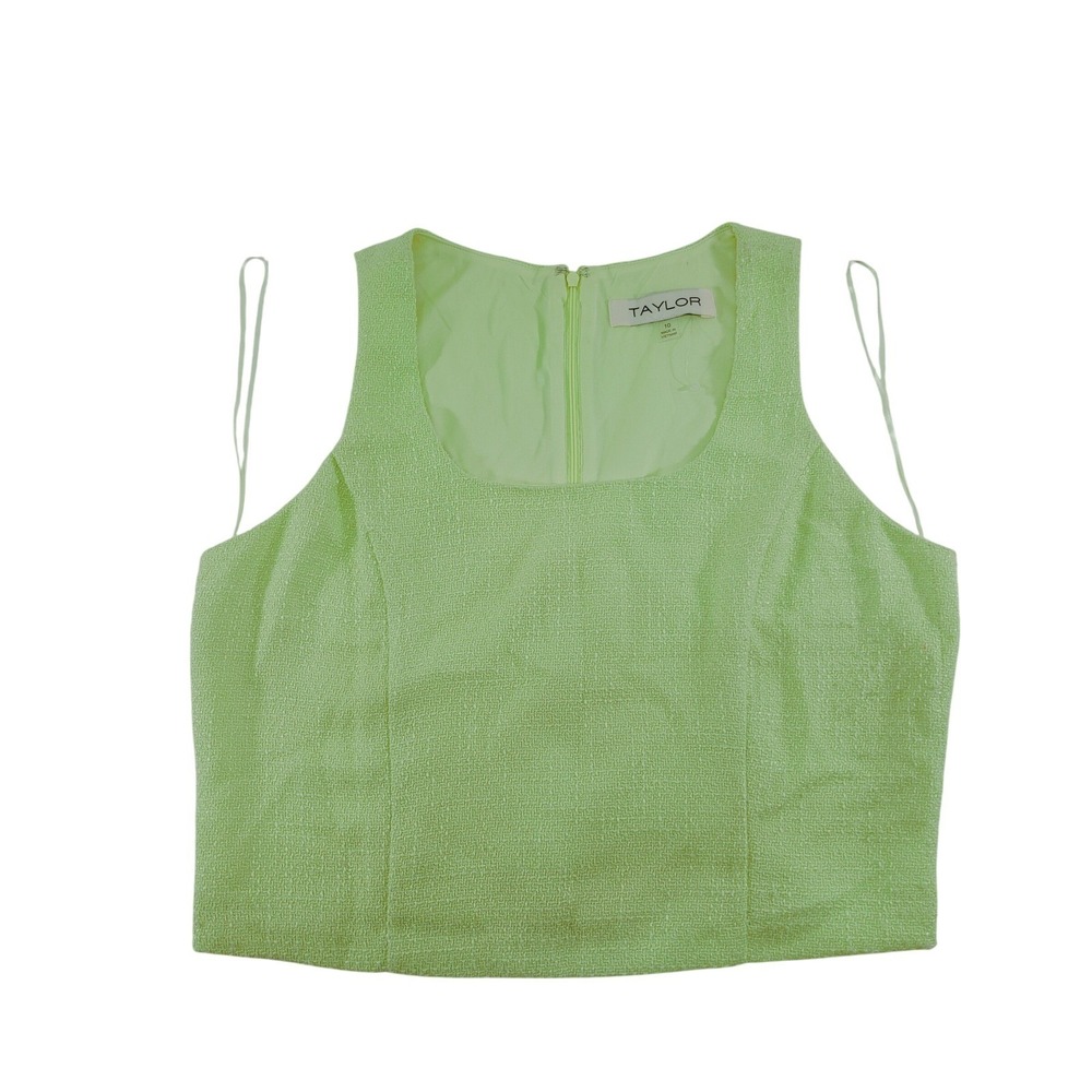Taylor Womens Sleeveless Square Neck Textured Crop Top Size 10 NWOT